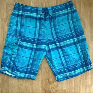O’Neill Blue Plaid Board/Swim Shorts, Size 36